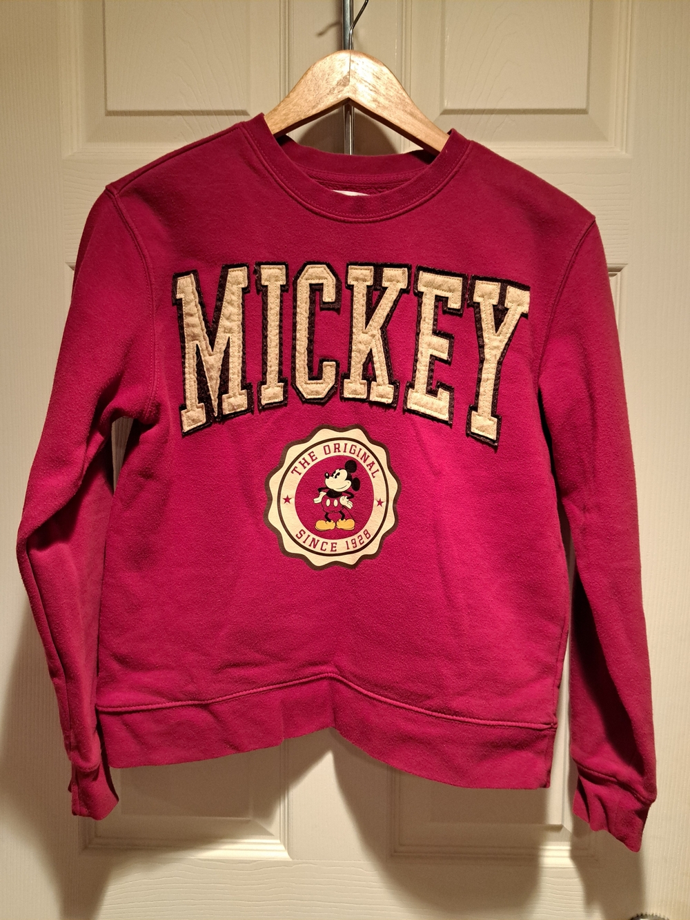 Disney Red Crewneck Sweatshirt with Mickey Patch